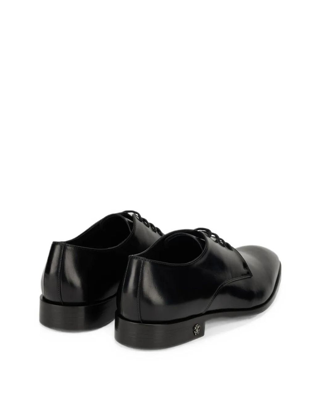 Roberto Cavalli Black Logo-Plaque Leather Derby Shoes for men