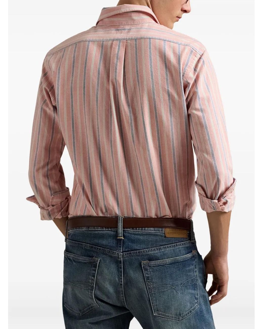Polo Ralph Lauren Pink Chemise Rayée À Logo Brodé for men