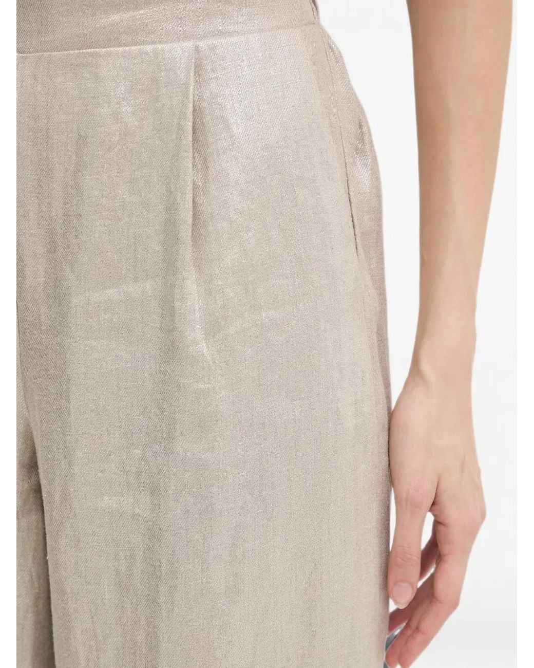 Joseph Ribkoff Natural Metallic-Effect Palazzo Pants