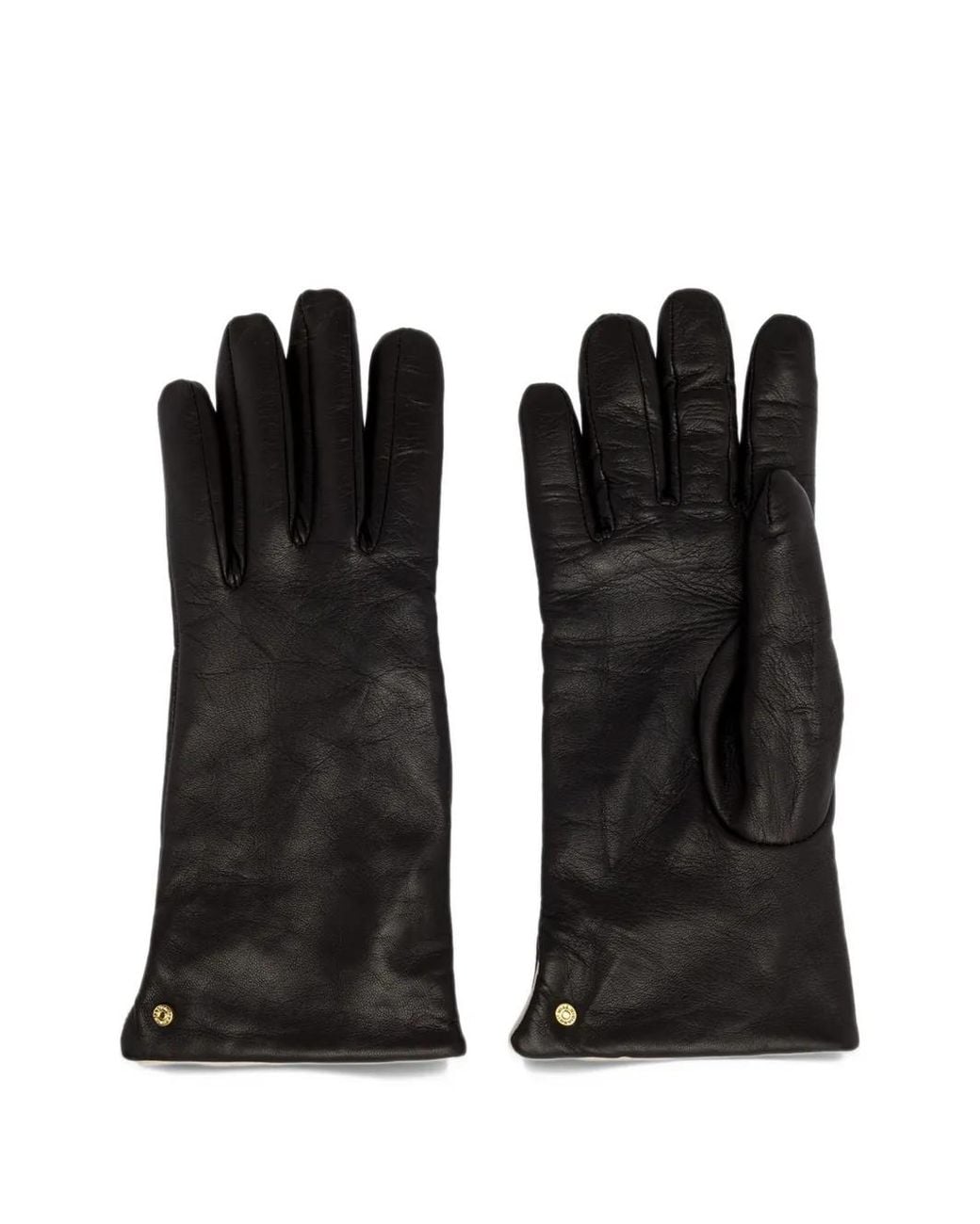 Gianni Chiarini Black Logo-Stud Leather Gloves