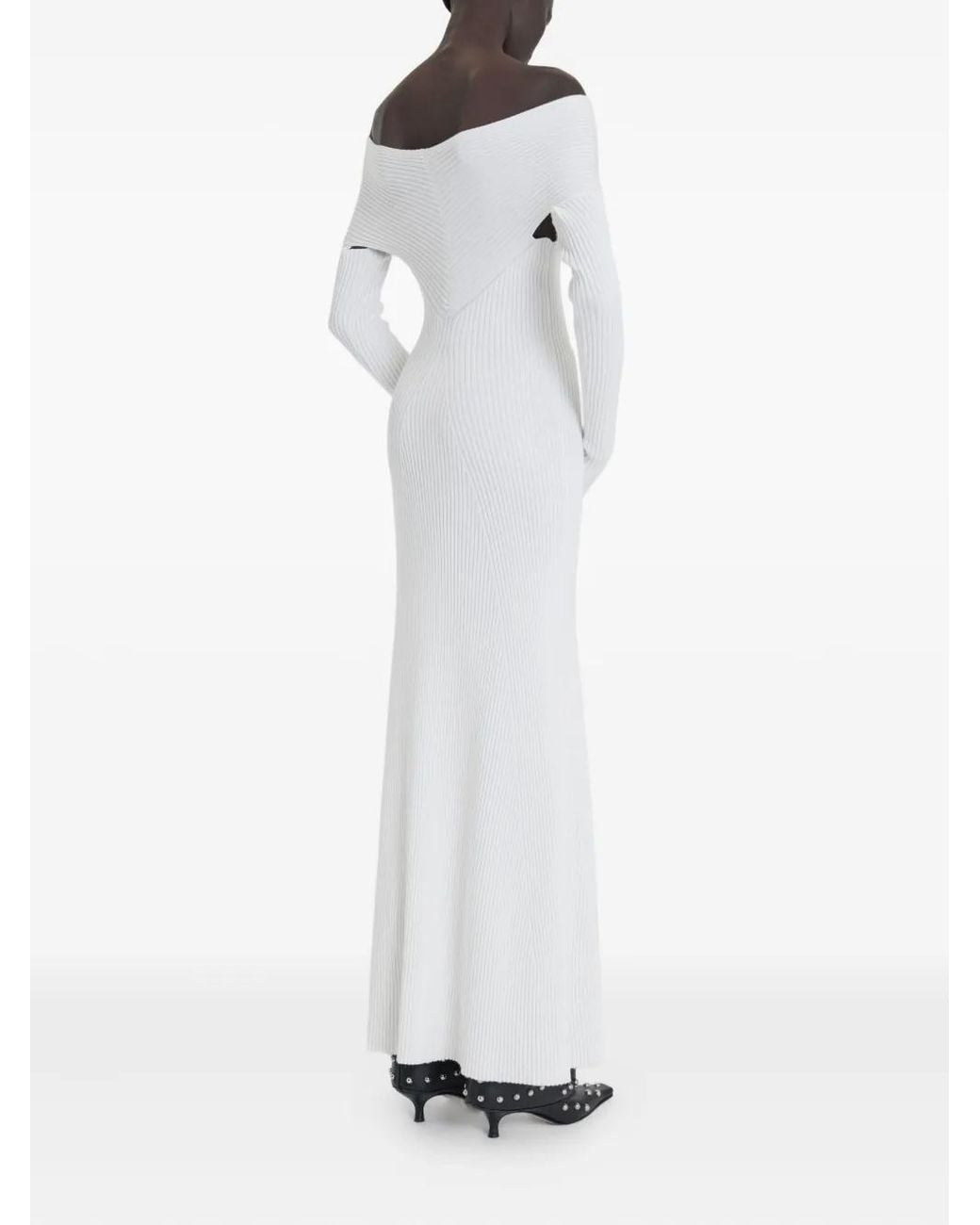 A.W.A.K.E. MODE White Off-Shoulder Maxi Dress
