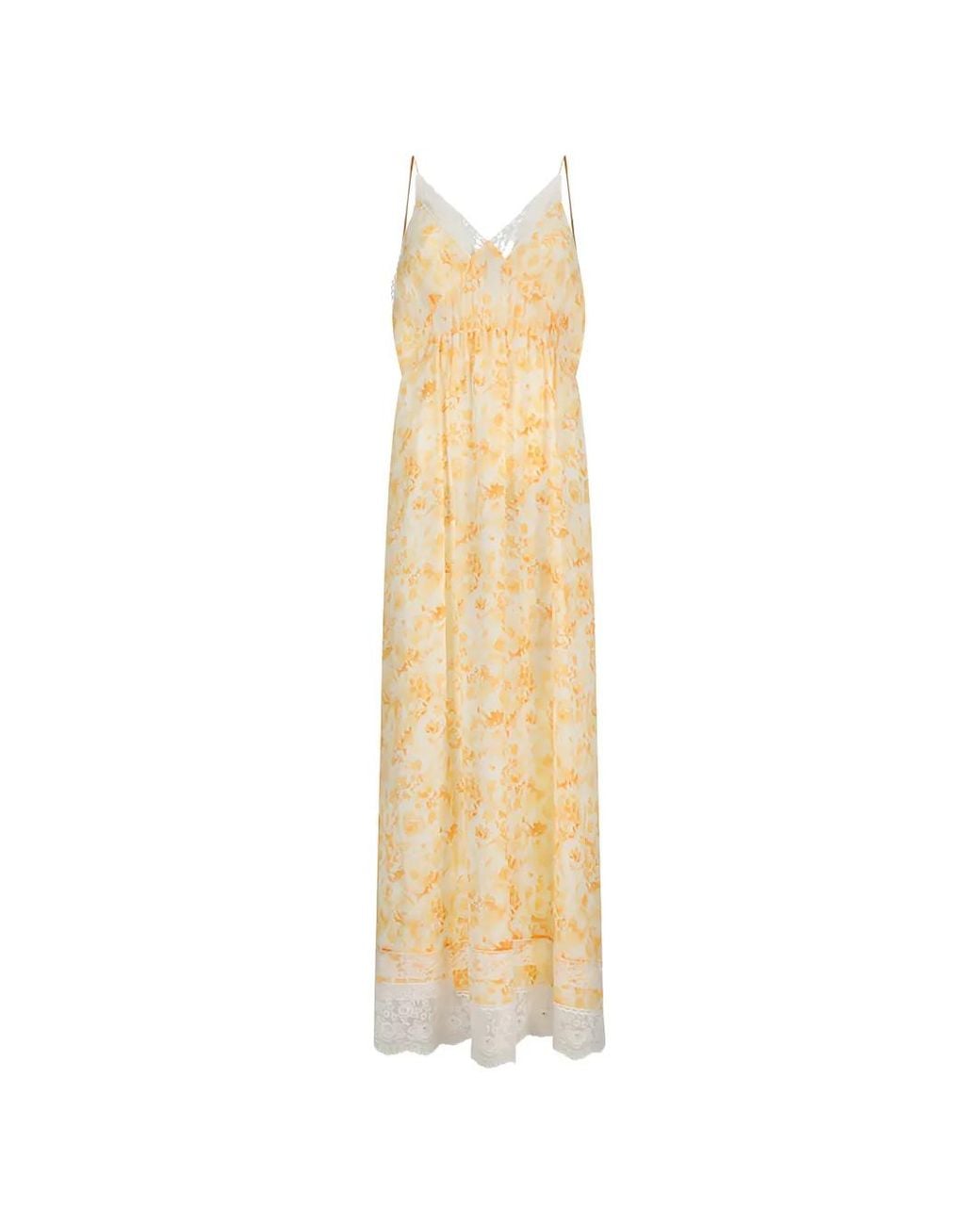 Magda Butrym Metallic Lace-Trim Floral-Print Maxi Dress