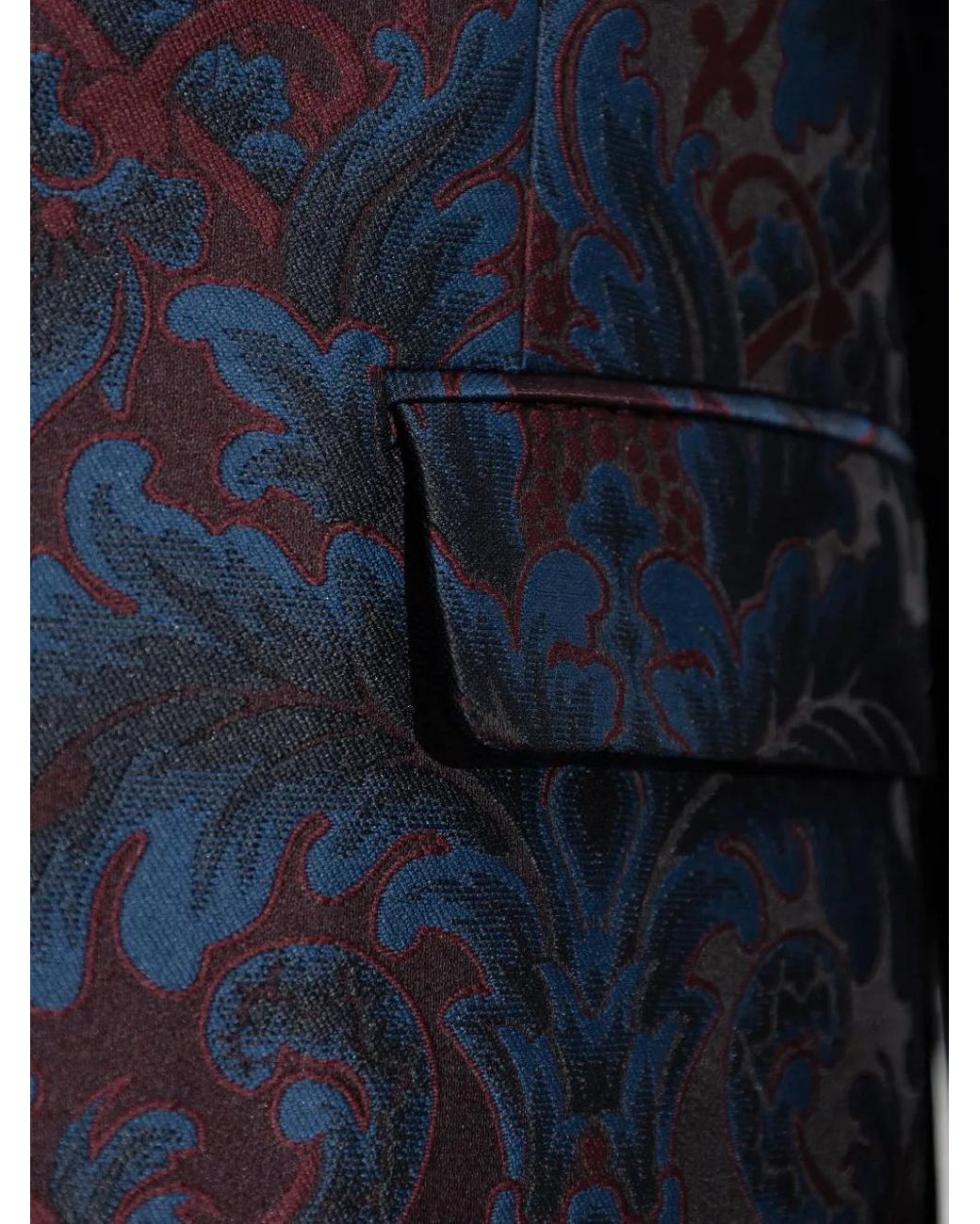 Etro Blue Blazer With Decorative Pattern