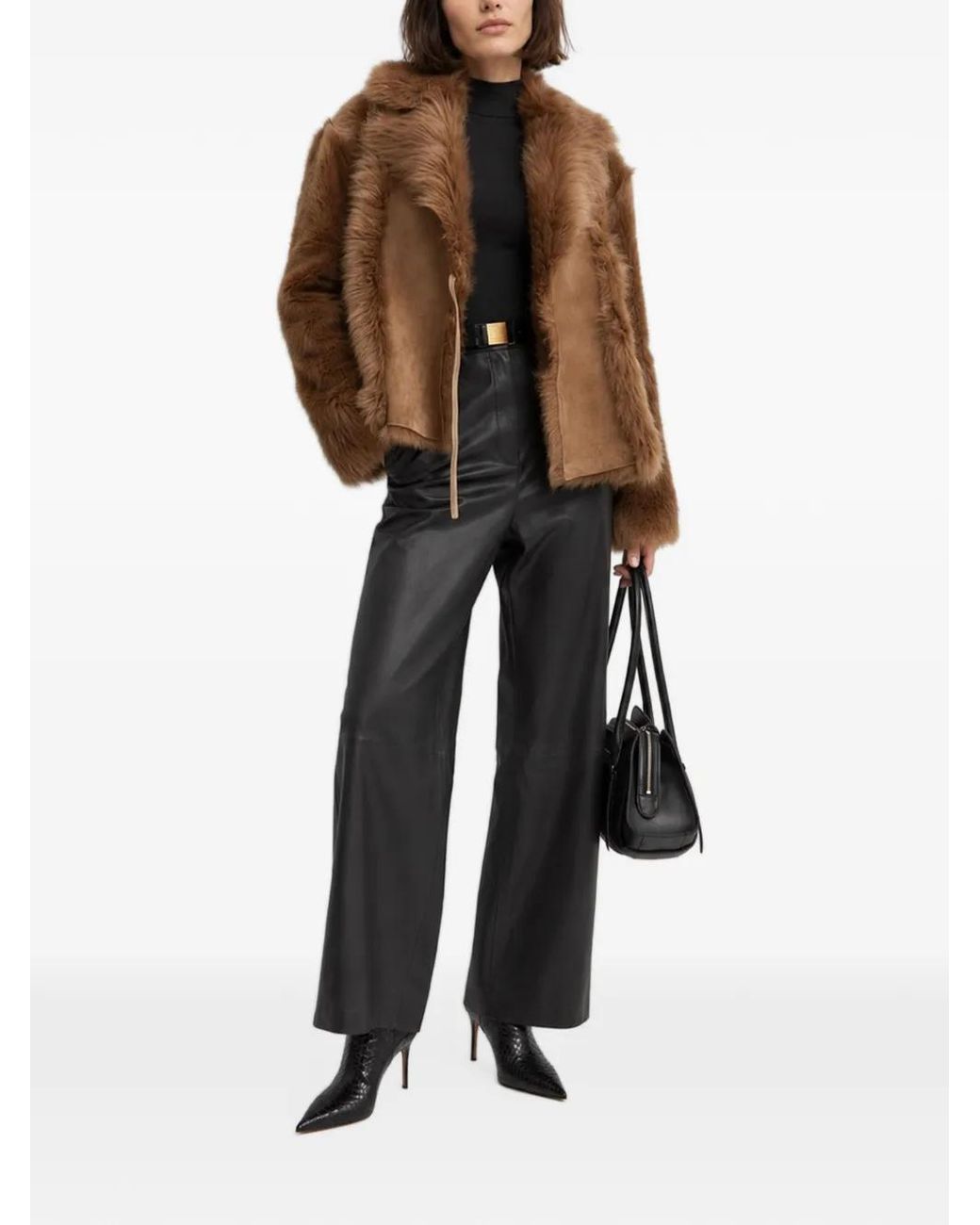 Nour Hammour Brown Verena Reversible Shearling Jacket