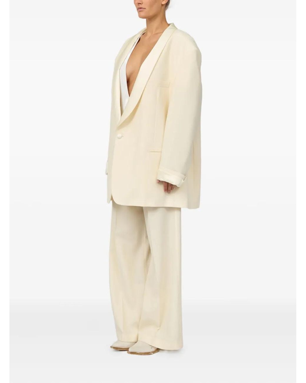 MM6 by Maison Margiela Natural Single-Breasted Blazer