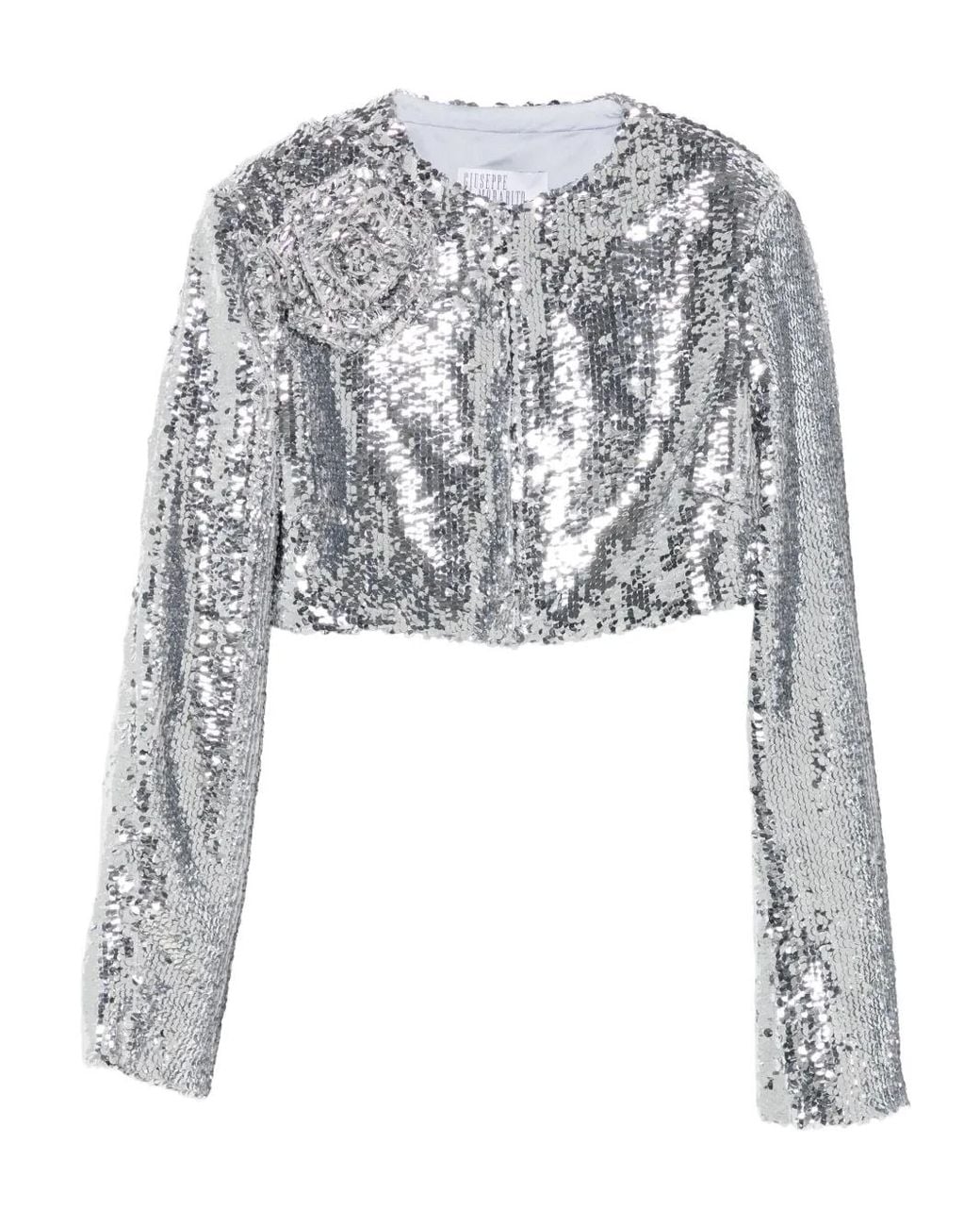 GIUSEPPE DI MORABITO White Rose-Embellished Sequin Jacket