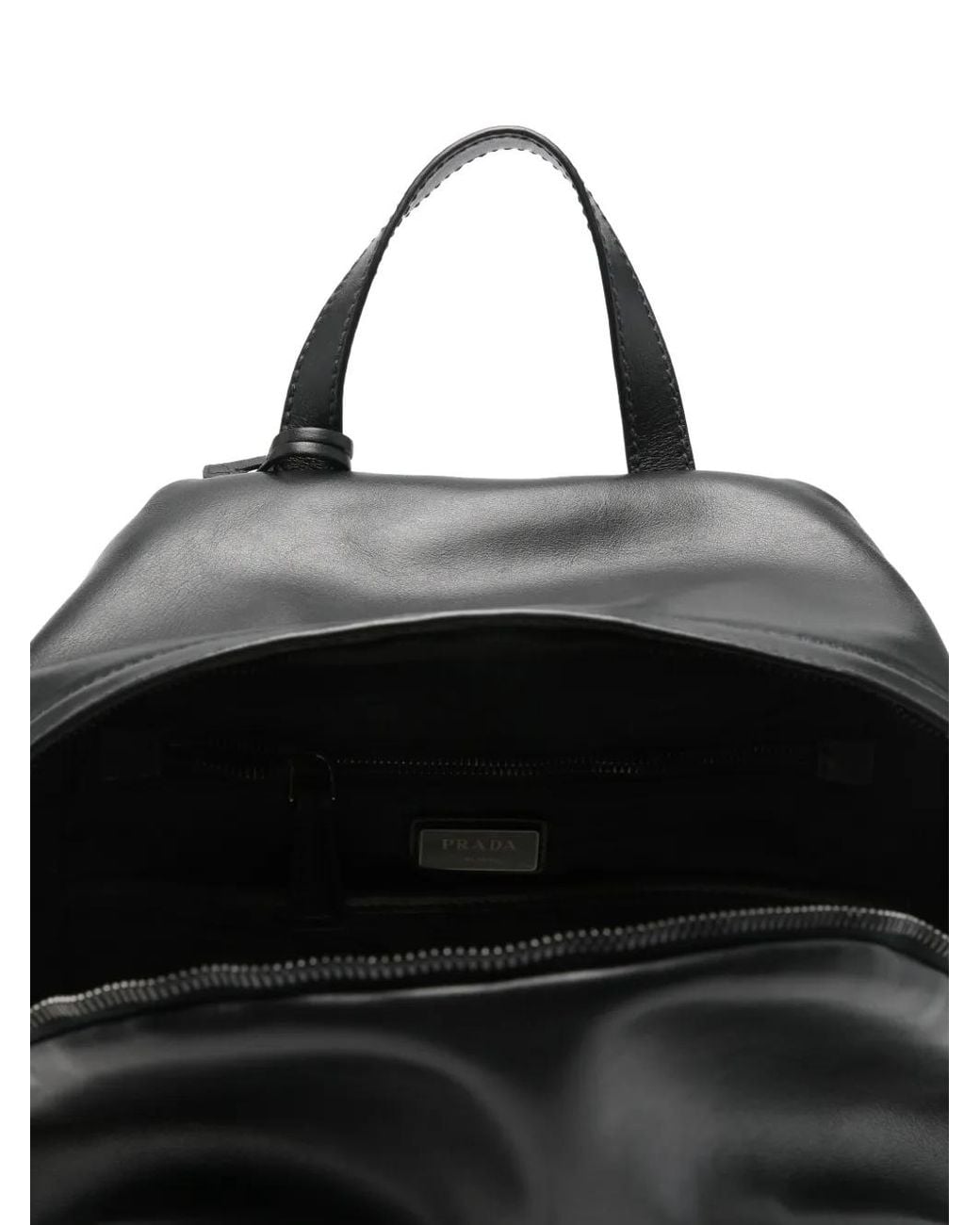 メンズ Prada レザー バックパック Black