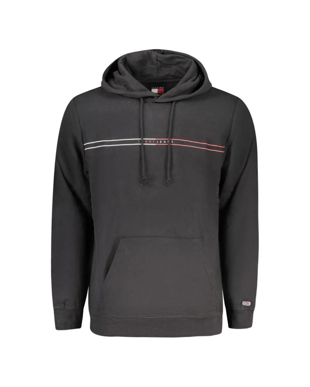Tommy Hilfiger Black Logo-Print Drawstring Hoodie for men