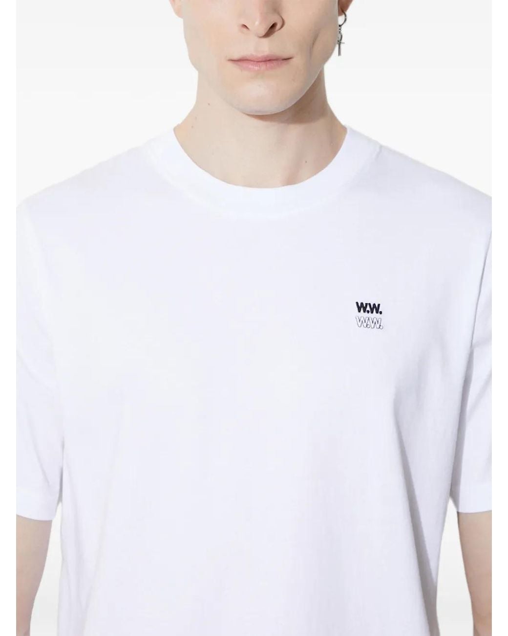 WOOD WOOD White Logo-Print T-Shirt for men