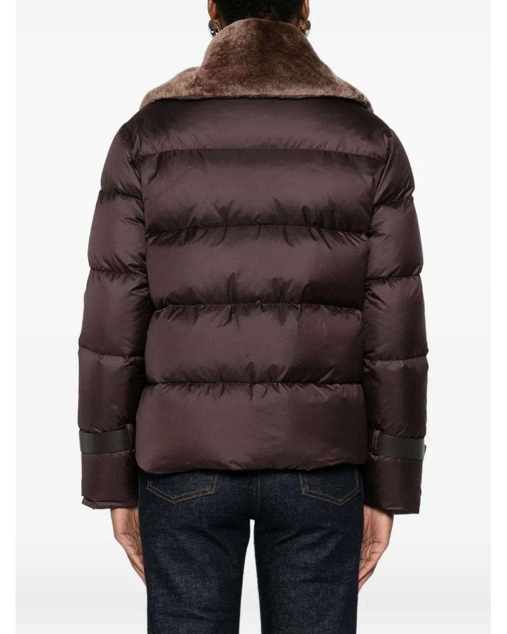 Fendi Brown Shearling-Collar Ski Jacket