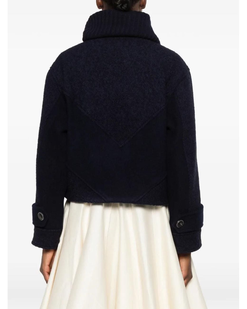 Ba&sh Blue Dora Button-Up Panelled Cropped Jacket