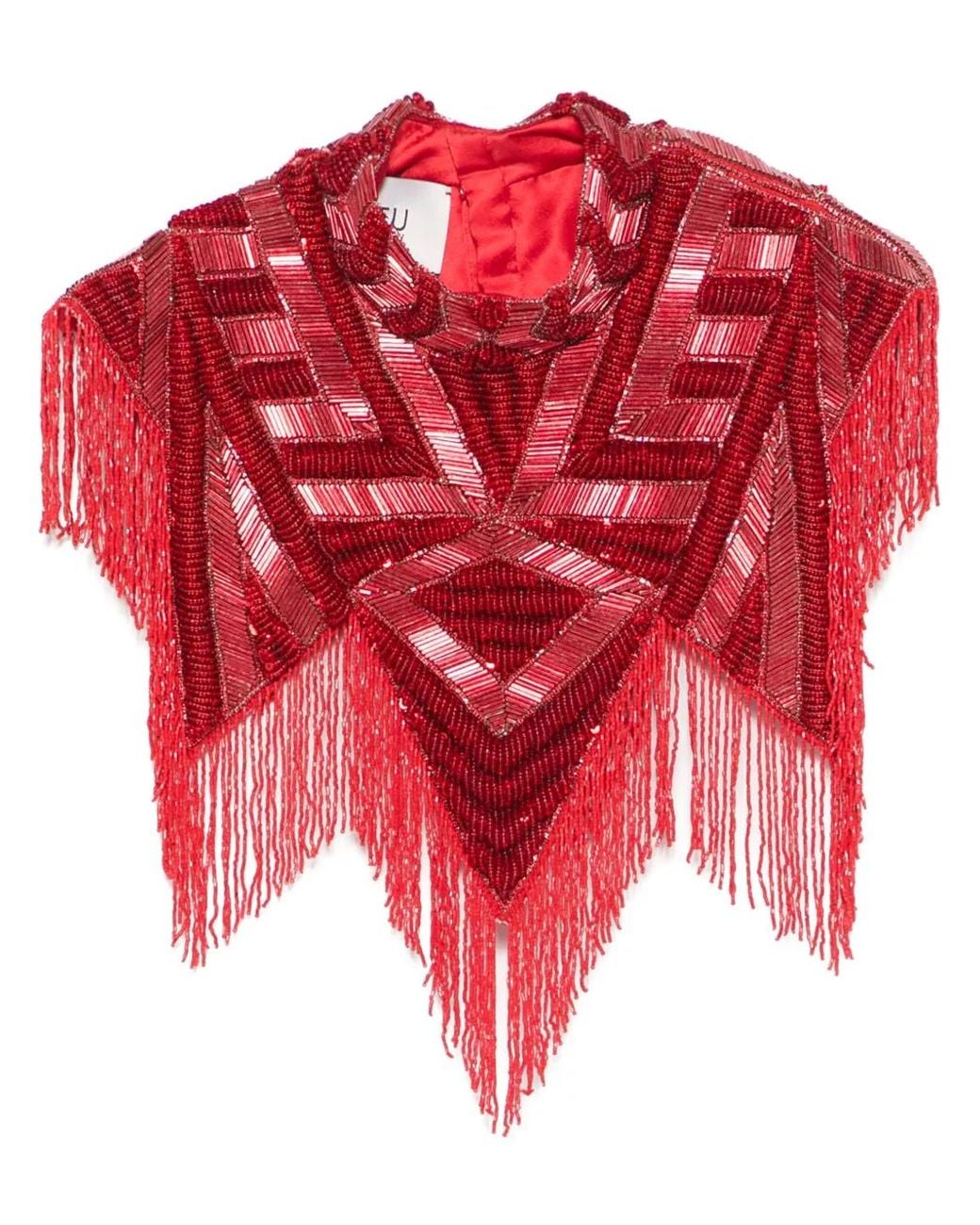 Atu Body Couture Red Bead-Detailed Top