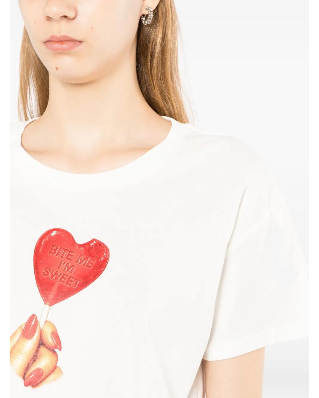 Melt White Graphic-Print Cropped T-Shirt