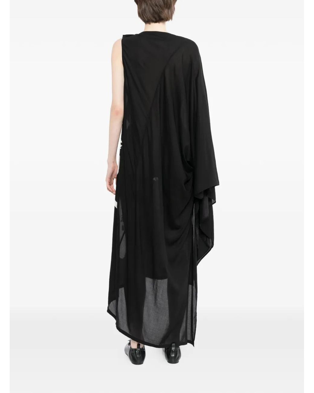 Yohji Yamamoto Black Graphic-Print Asymmetric Dress