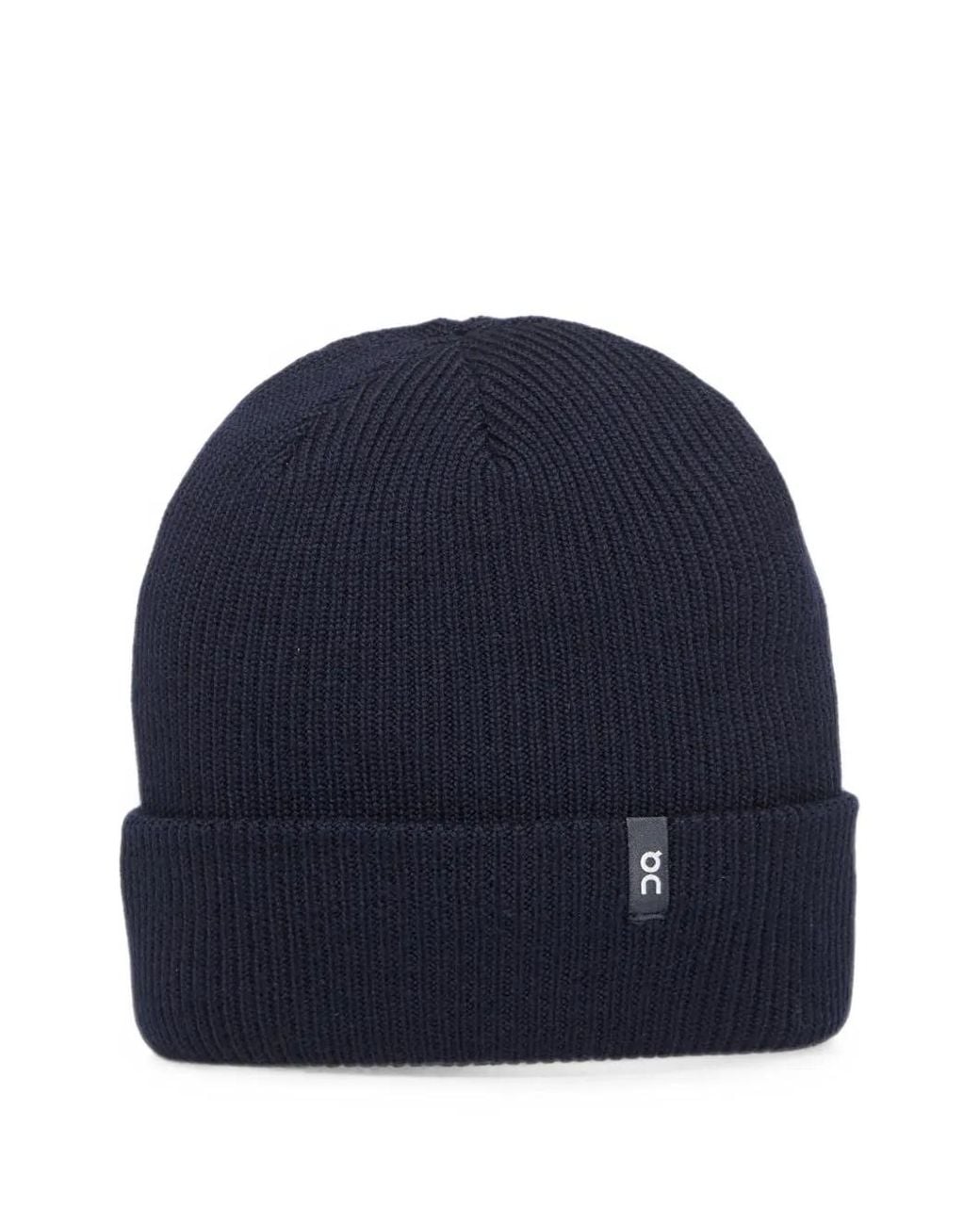 On Shoes Blue Logo-Patch Beanie Hat