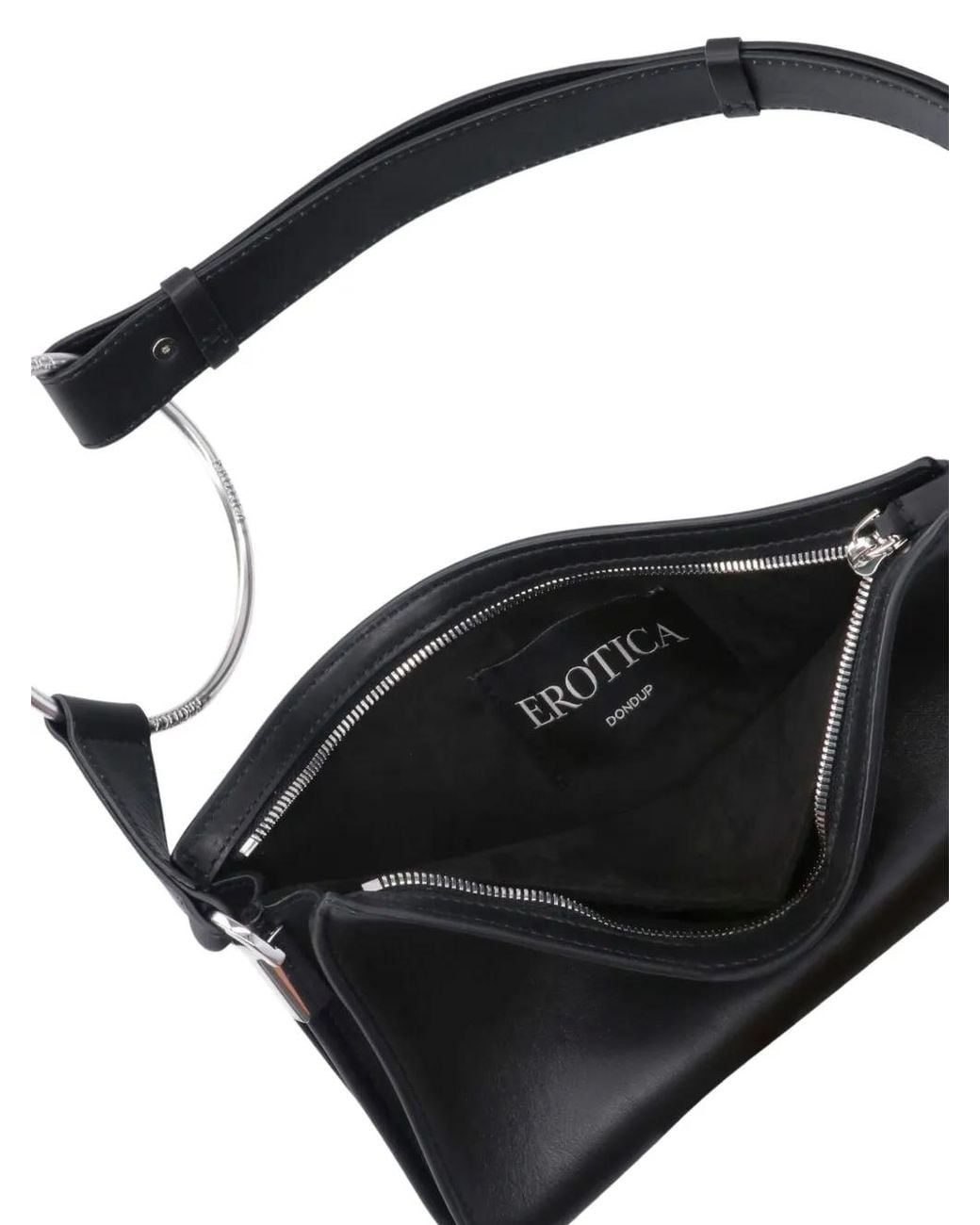Dondup Black Sac Porté Épaule En Cuir À Détails D'Anneaux