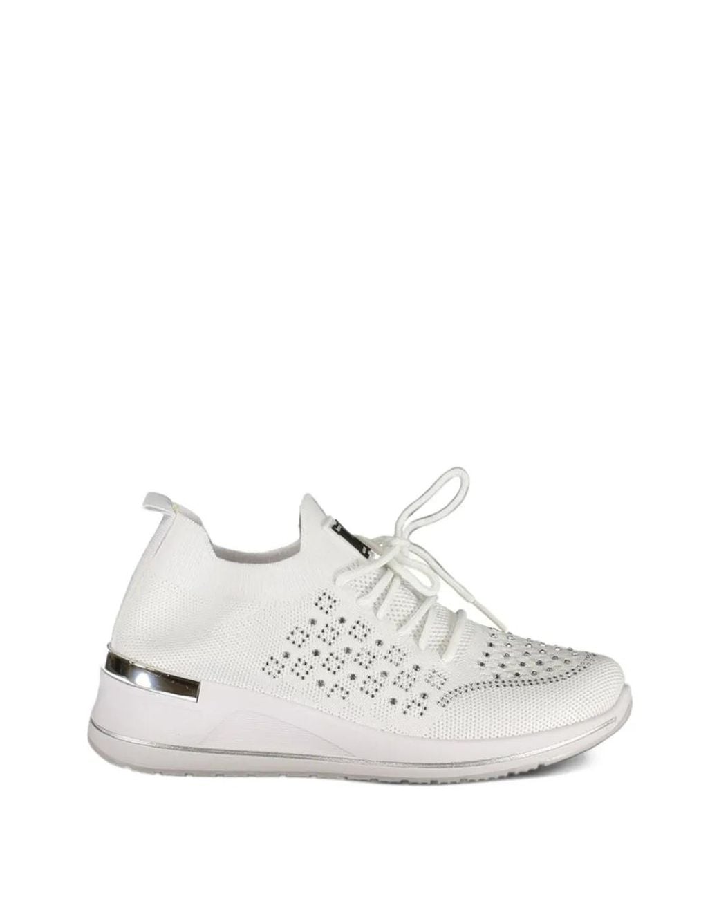 Laura Biagiotti White Crystal-Embellished Logo-Plaque Sneakers