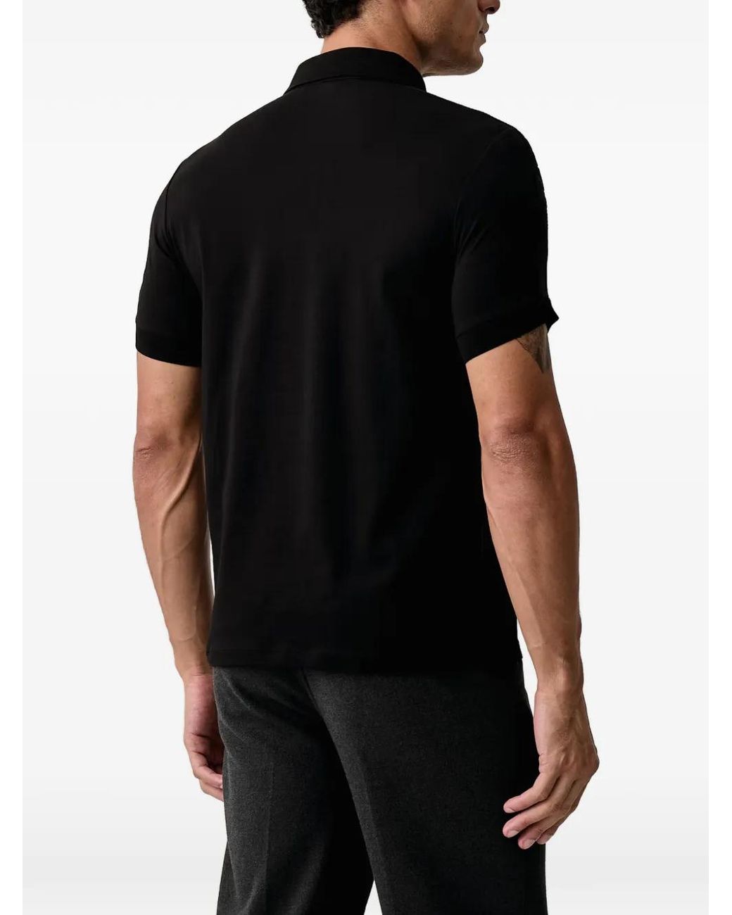 Karl Lagerfeld Black Logo-Tape Polo Shirt for men