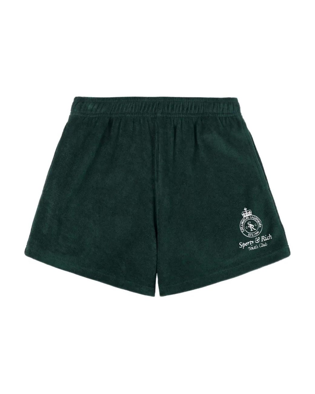 Sporty & Rich Green Logo-Embroidery Shorts