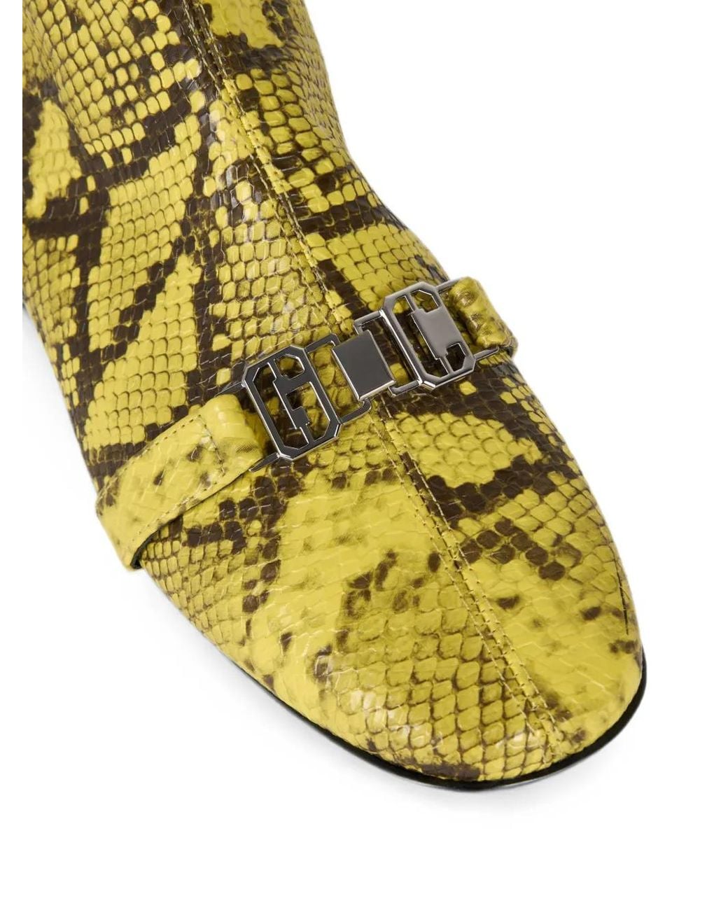 Gcds Yellow Python-Print Logo-Plaque Ankle Boots for men