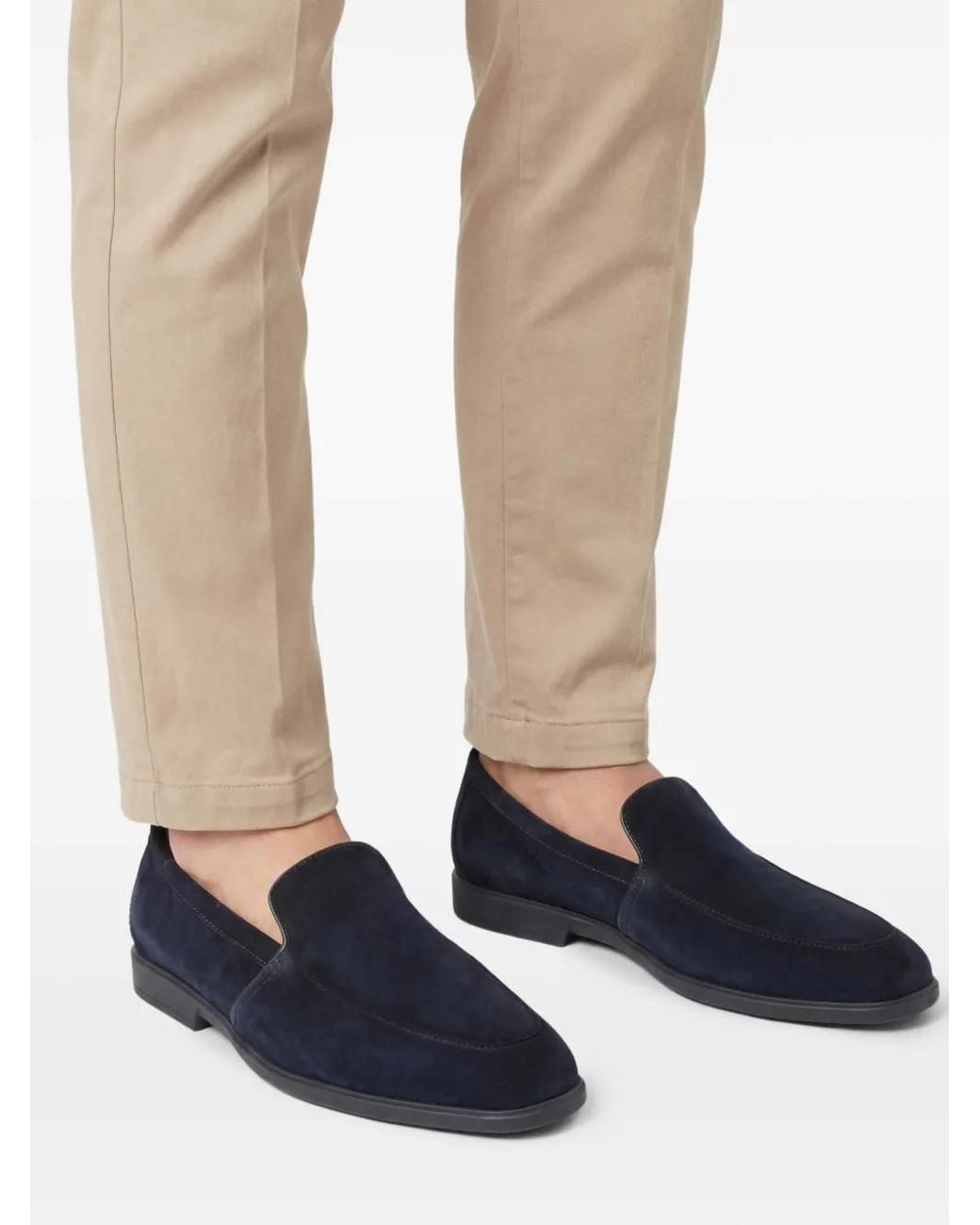 Santoni Blue Suede Loafers for men