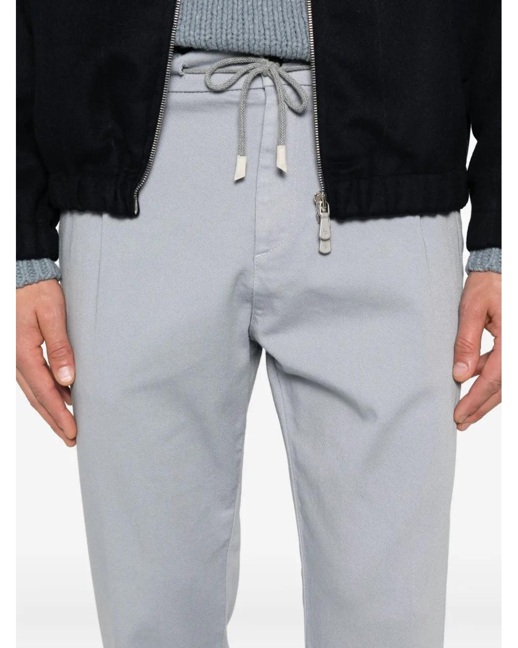 Eleventy Gray Pleat-Detail Drawstring Trousers for men