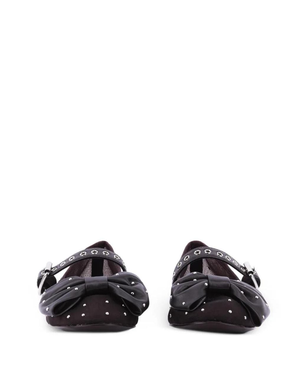 Bibi Lou White Gaela Studded Bow-Detail Ballet Flats