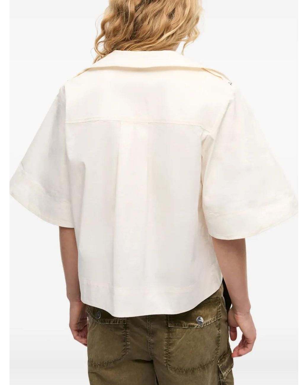 Ganni White Self-Tie Blouse