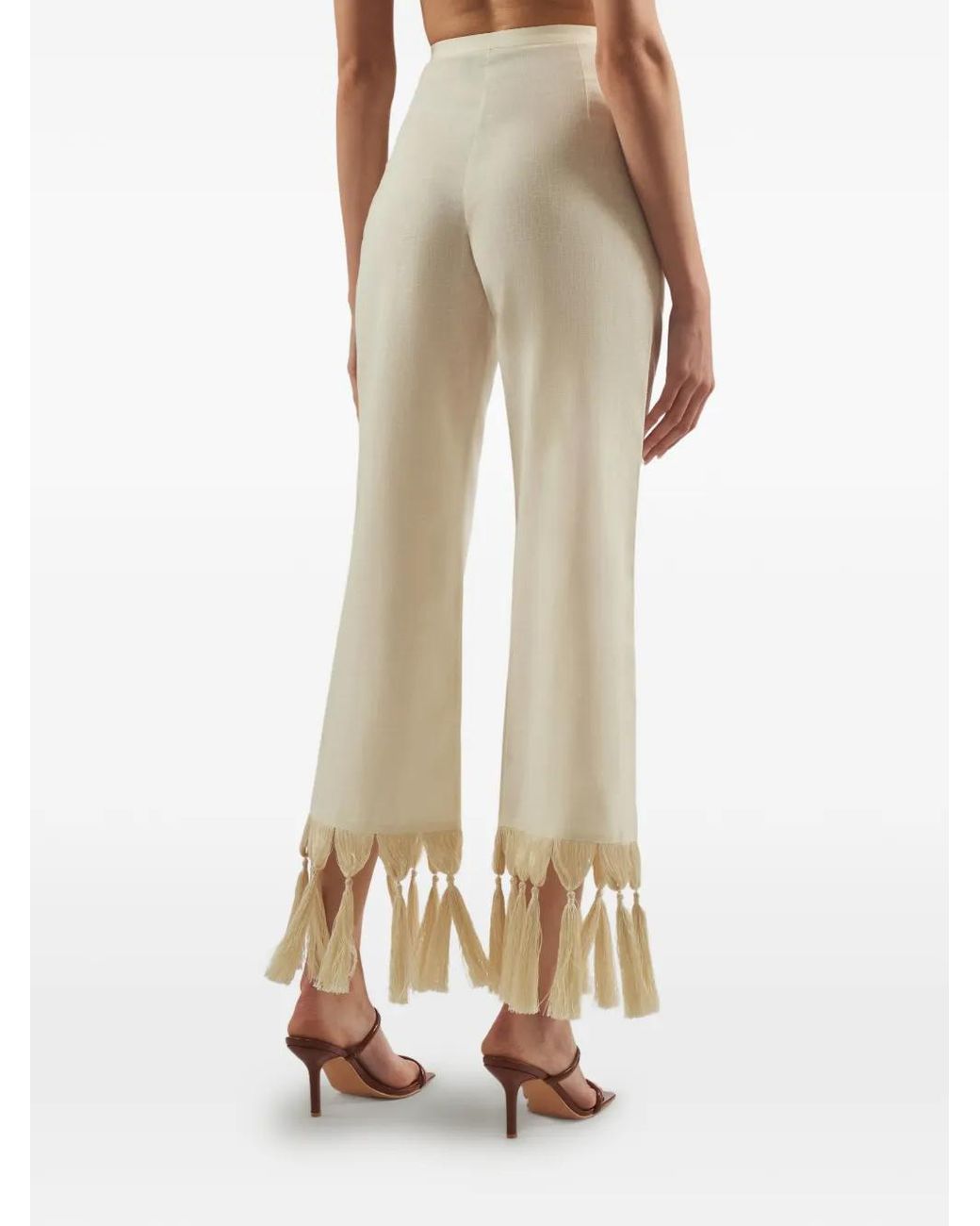 Taller Marmo White Marlino Fringed Trousers