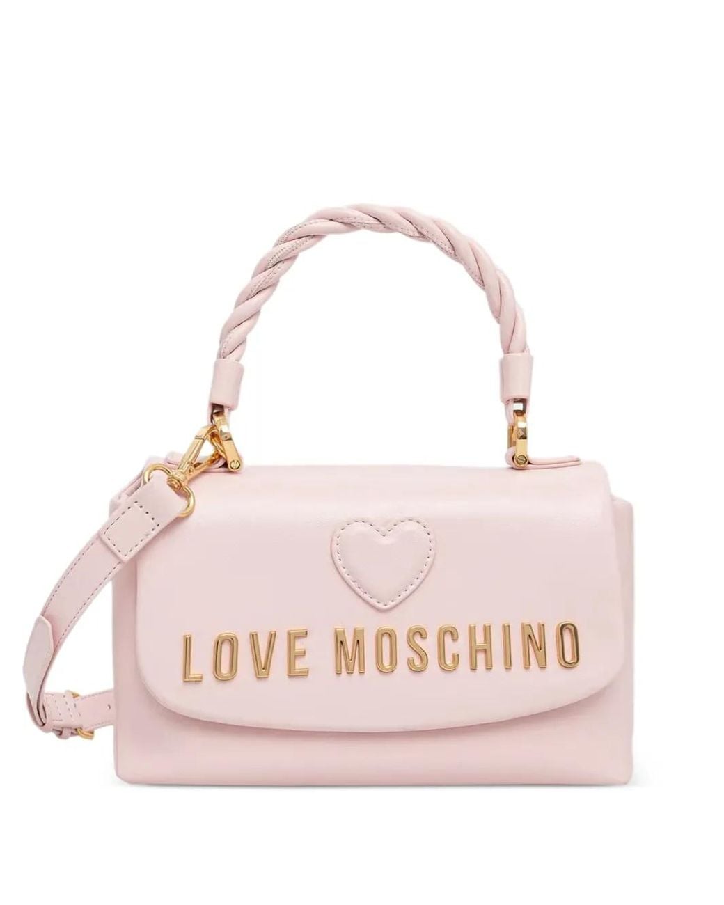 Love Moschino Pink Heart-Patch Twisted-Handle Tote Bag