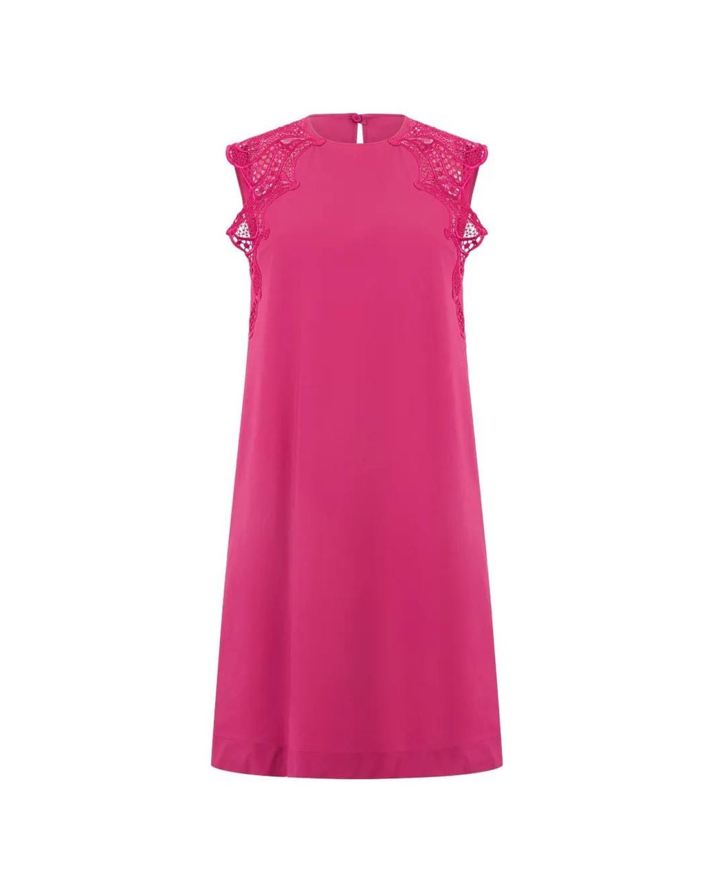 Alberta Ferretti Pink Lace-Detail Sleeveless Mini Dress