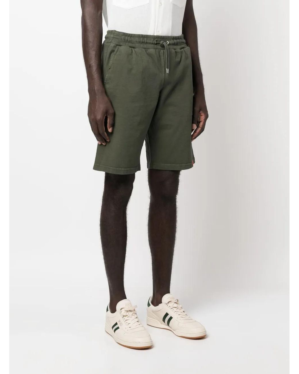 Aspesi Green Logo-Patch Drawstring-Waistband Shorts for men