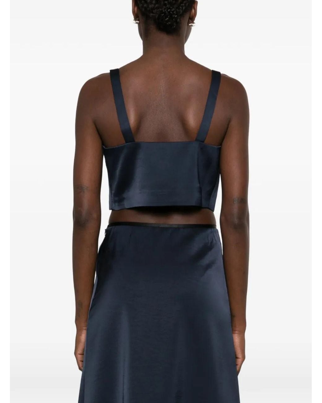 Maje Blue Crystal-Embellished Cropped Top