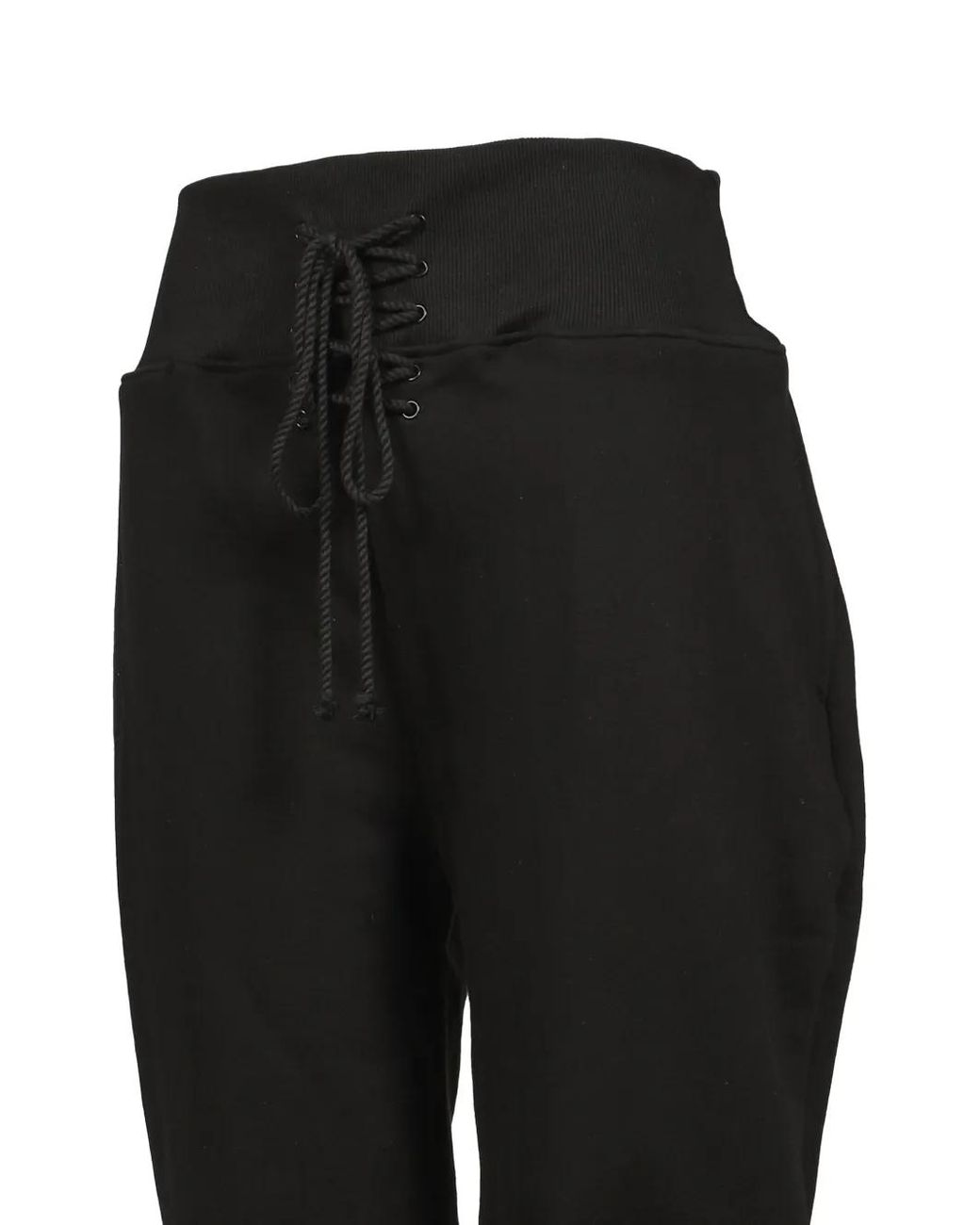 604SERVICE Black Lace-Up Cropped Track Pants