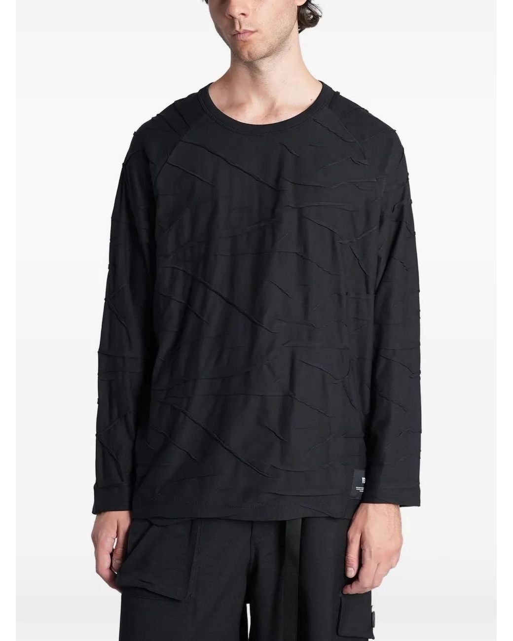 Y-3 Black Distressed-Effect Raglan-Sleeve Sweater for men