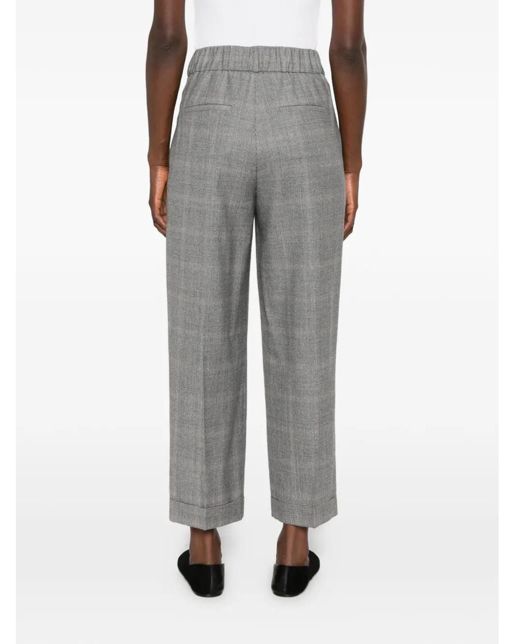 Peserico Gray Prince Of Wales Check Tailored Trousers