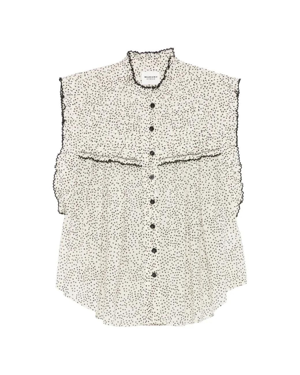 Isabel Marant White Blouse Volantée À Pois