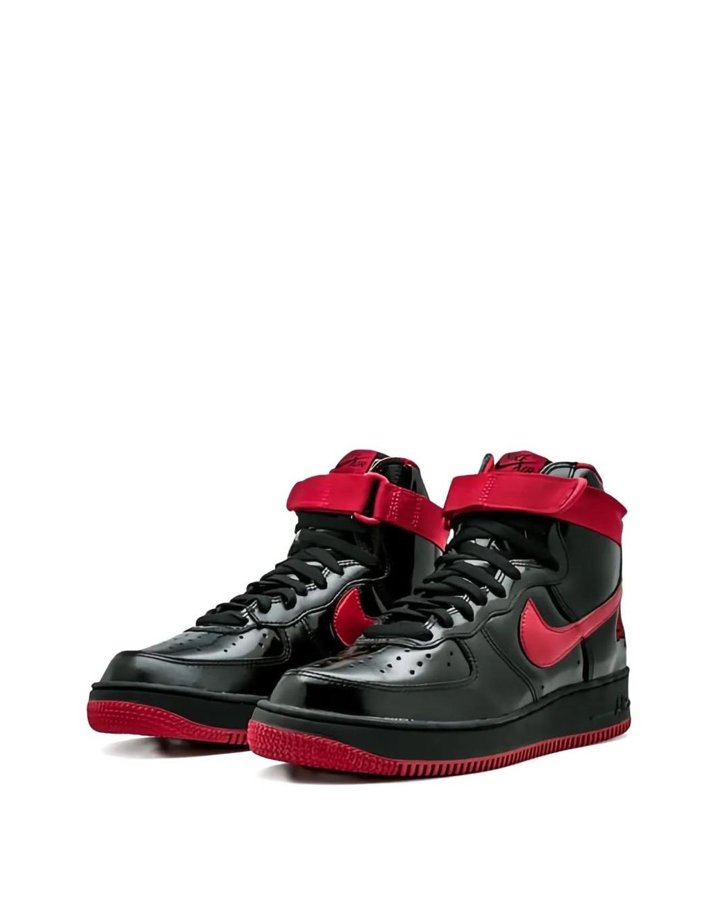 red and black air forces high top