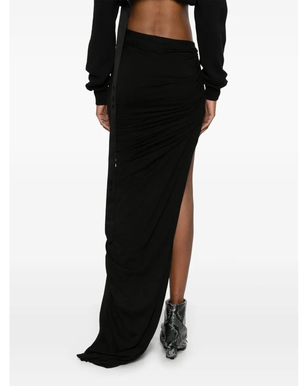 Rick Owens Black Soft Edfu Long Skirt