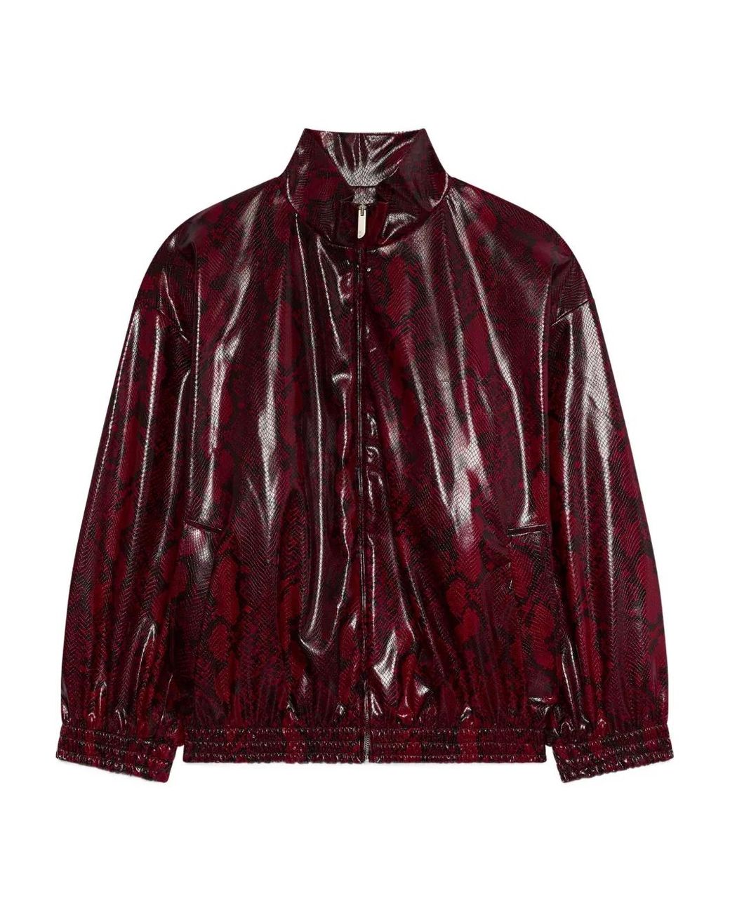 Gcds Red Zip Snakeskin Jacket for men