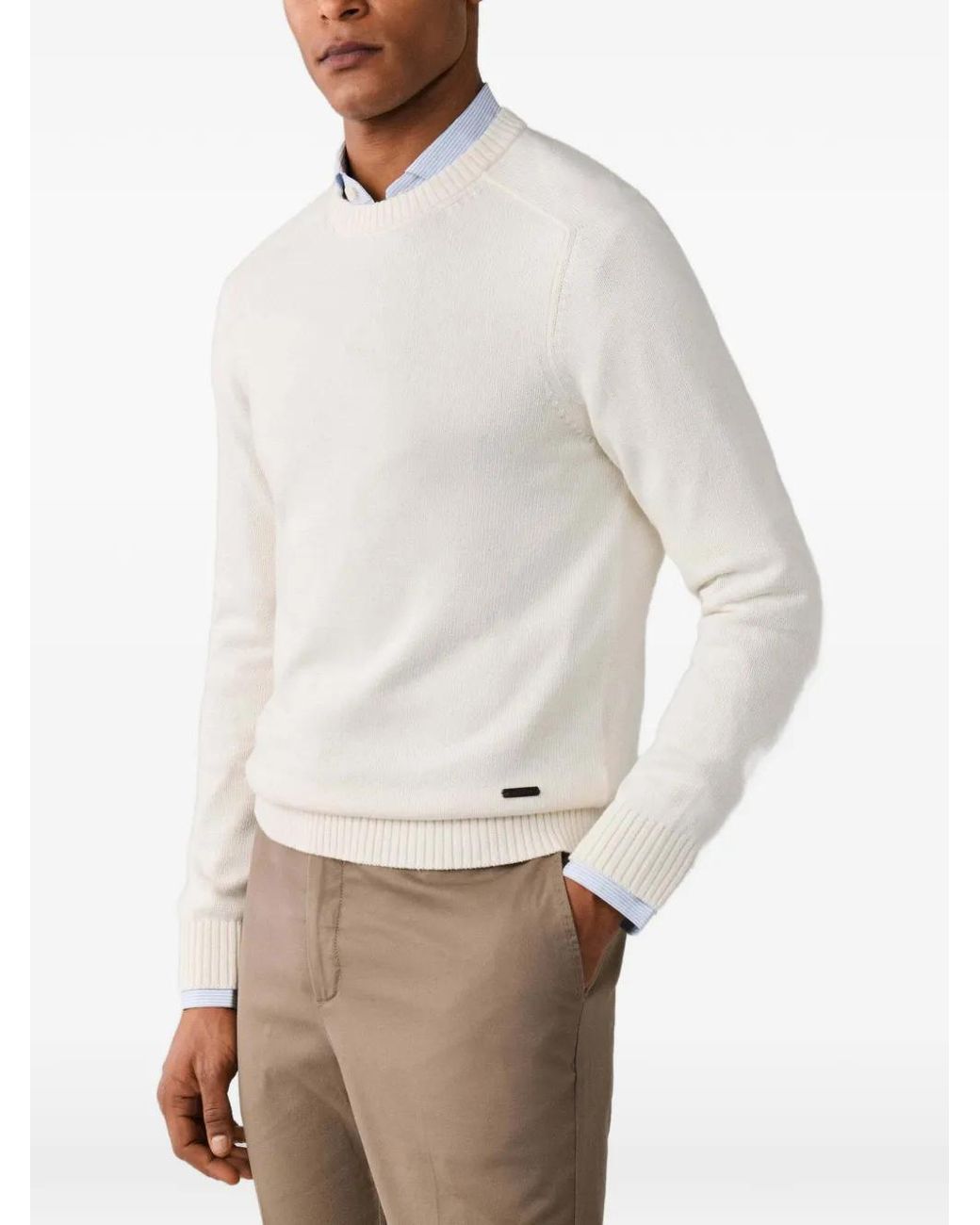 Hackett Saddle Crew Pullover in White für Herren