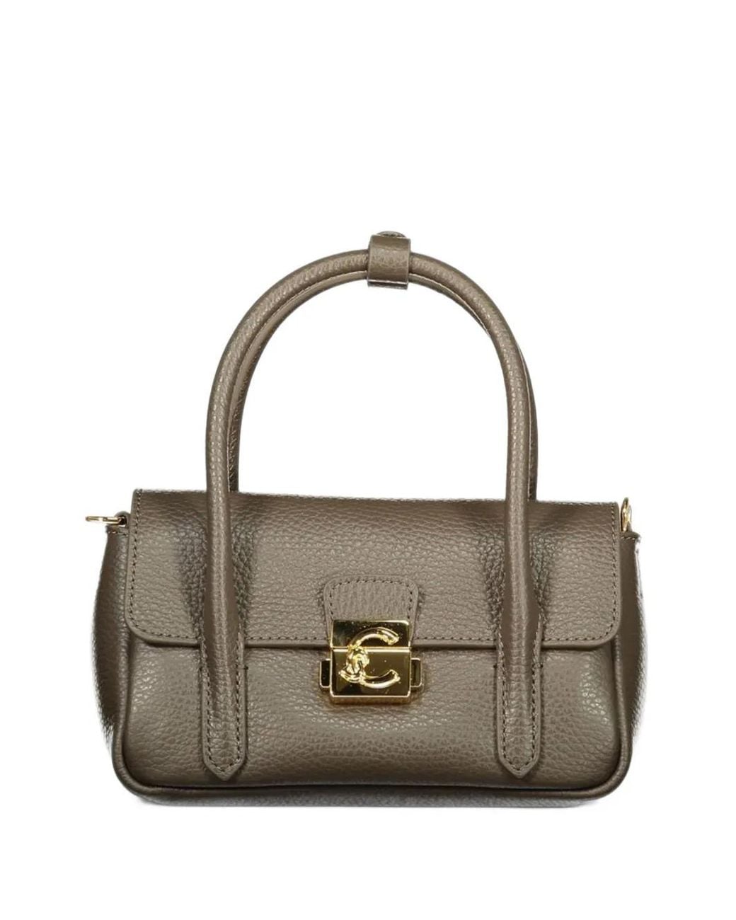 Coccinelle Metallic Mini C-Me Lock Grained-Leather Tote Bag
