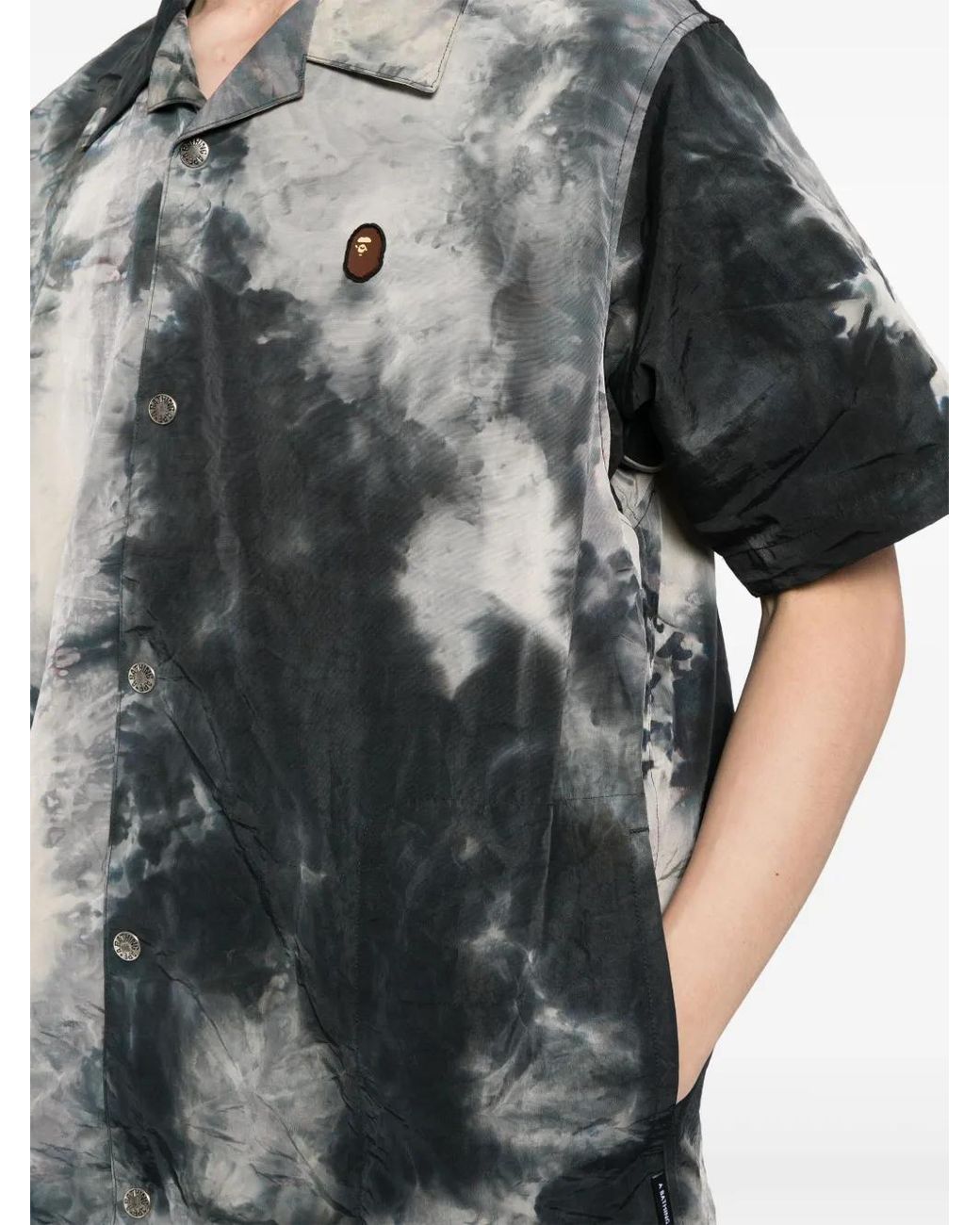 A Bathing Ape Black Tie-Dye Short-Sleeve Shirt for men