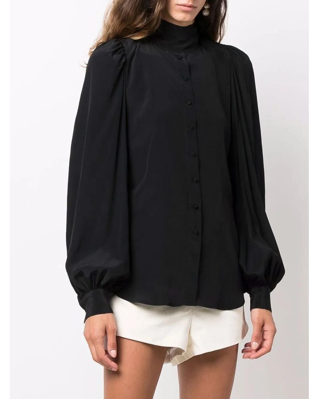 WANDERING Black Stand-Up Collar Blouse