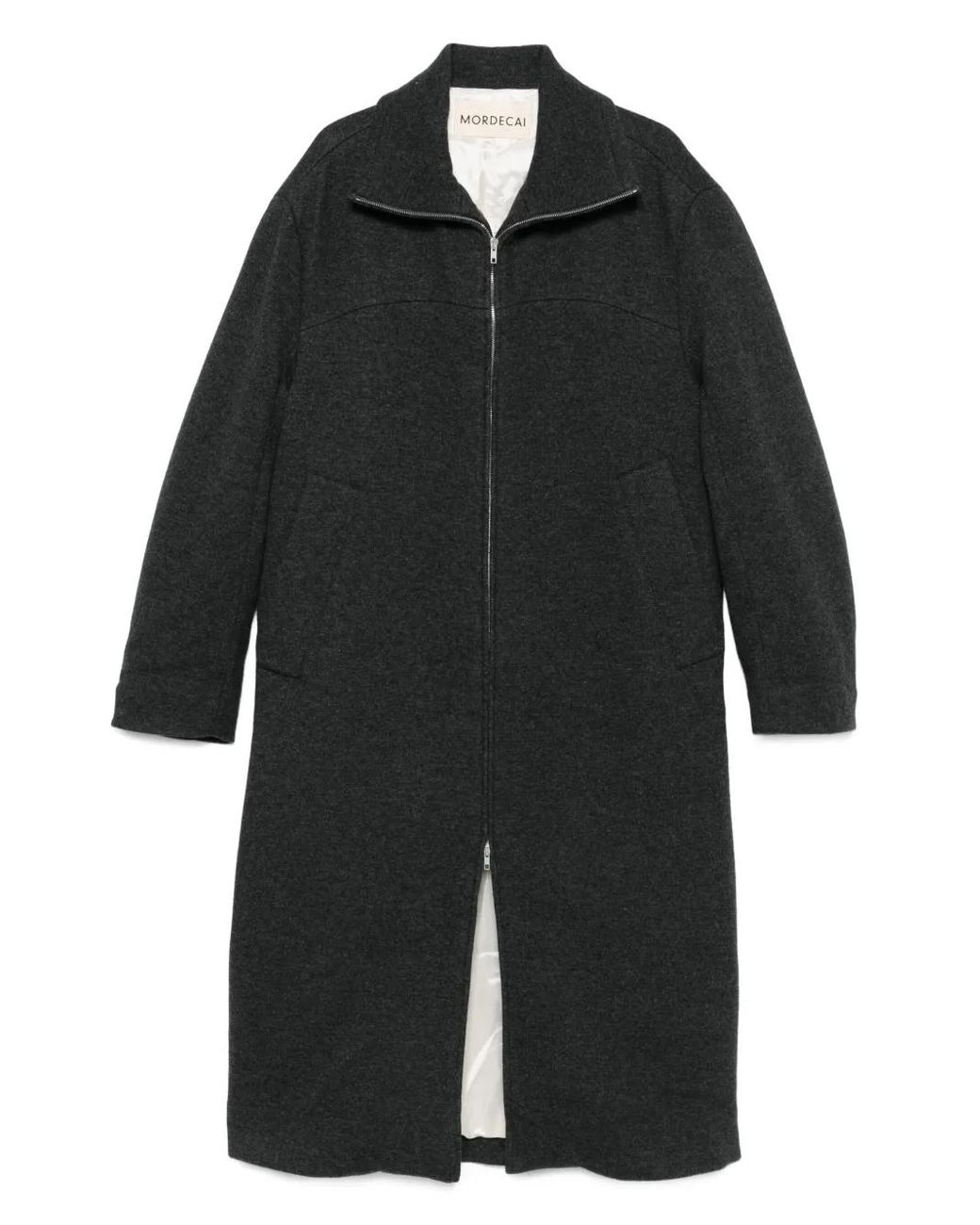 Mordecai Black Zip-Front Patch-Pocket Coat for men