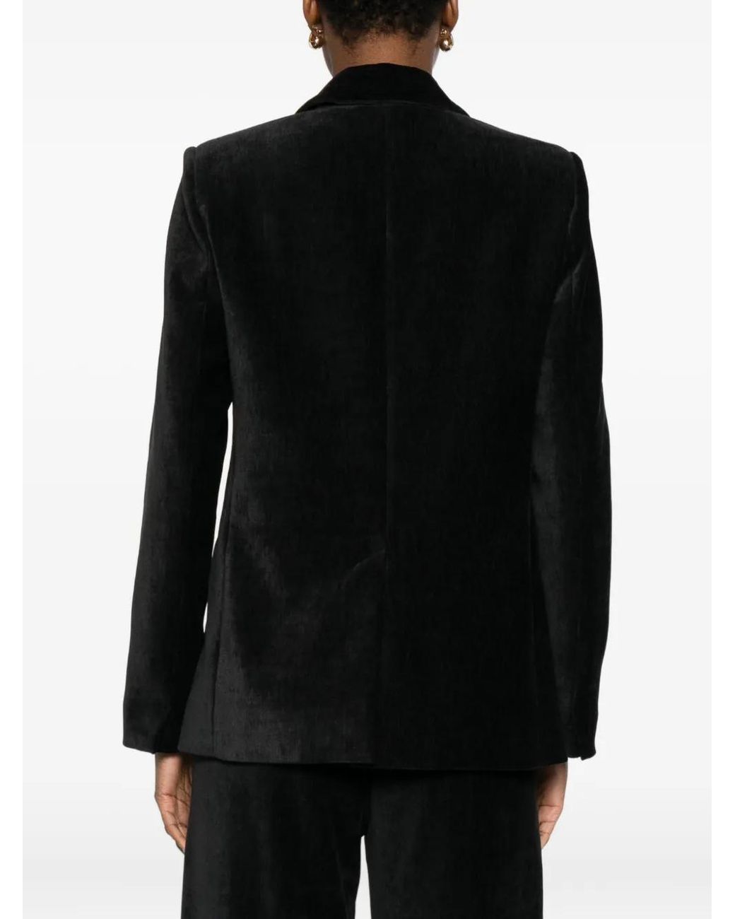 Forte_forte Black Double-Breasted Velvet Blazer