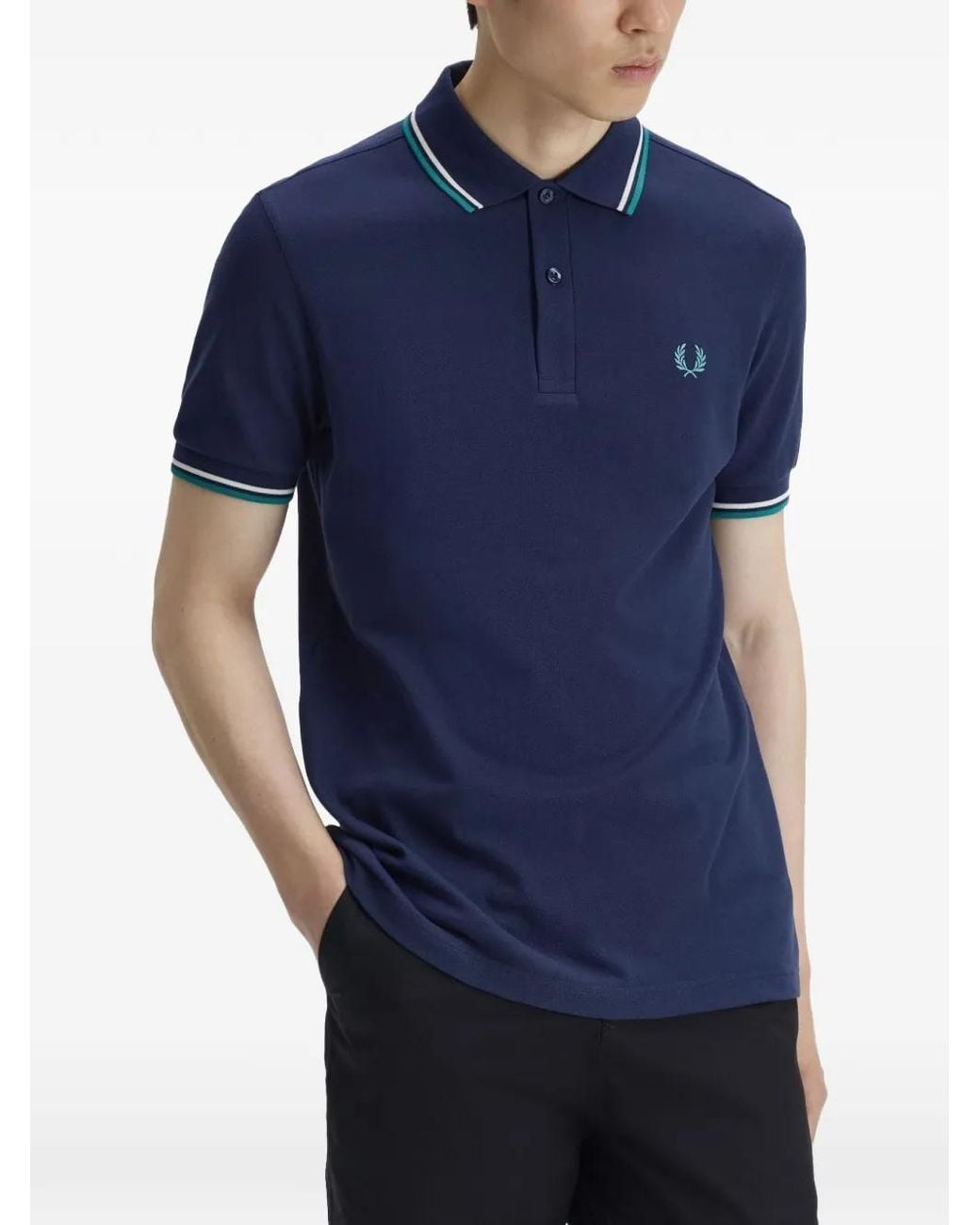 Fred Perry Cotton Polo Shirt in Blue for Men | Lyst