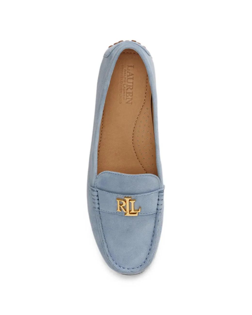 Ralph Lauren Blue Barnsbury Logo-Plaque Suede Loafers