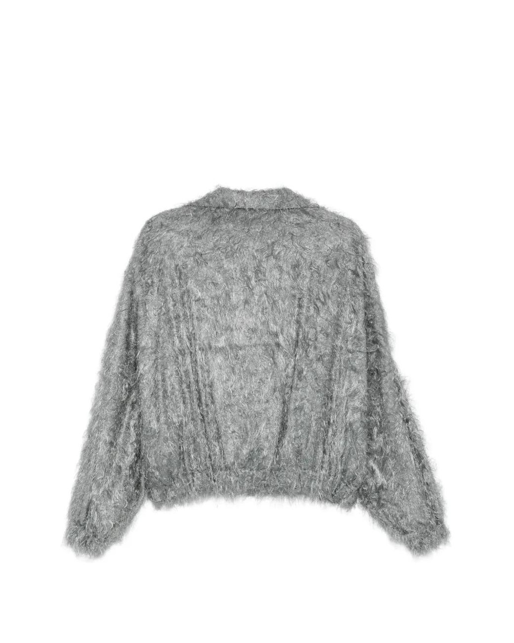 Alysi Gray Textured Button-Front Jacket