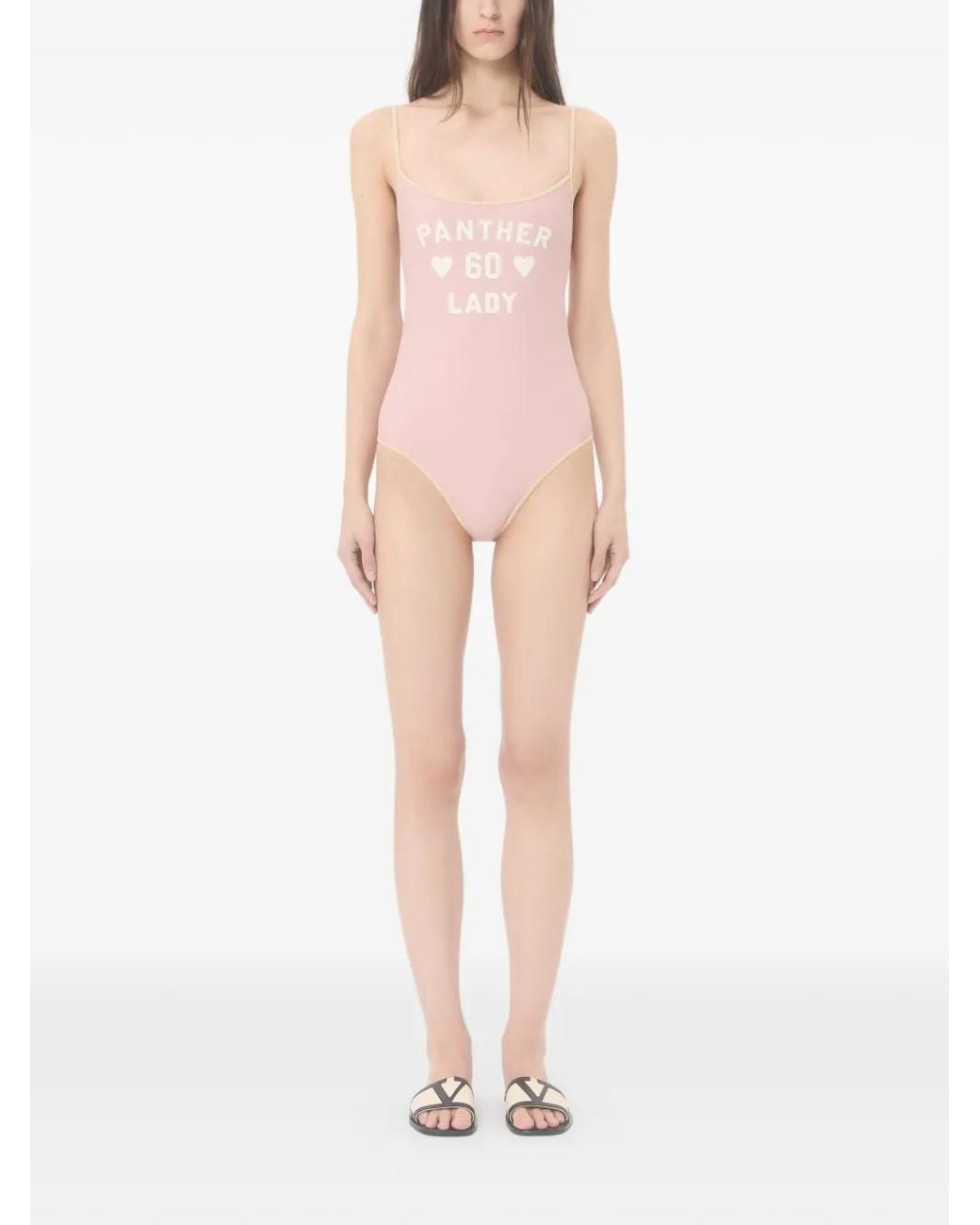 Valentino Garavani Pink Printed Logo-Detail Swimsuit